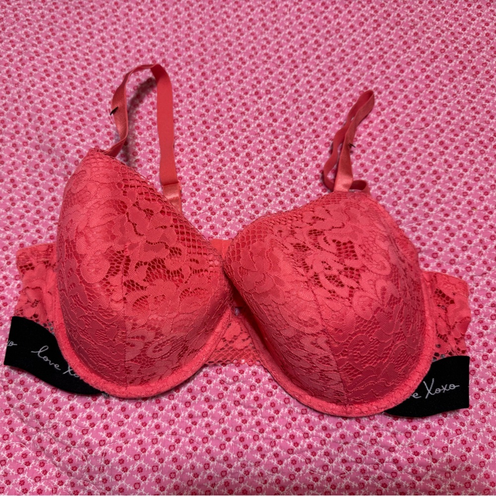 Lace Underwire Bra in Coral Pink